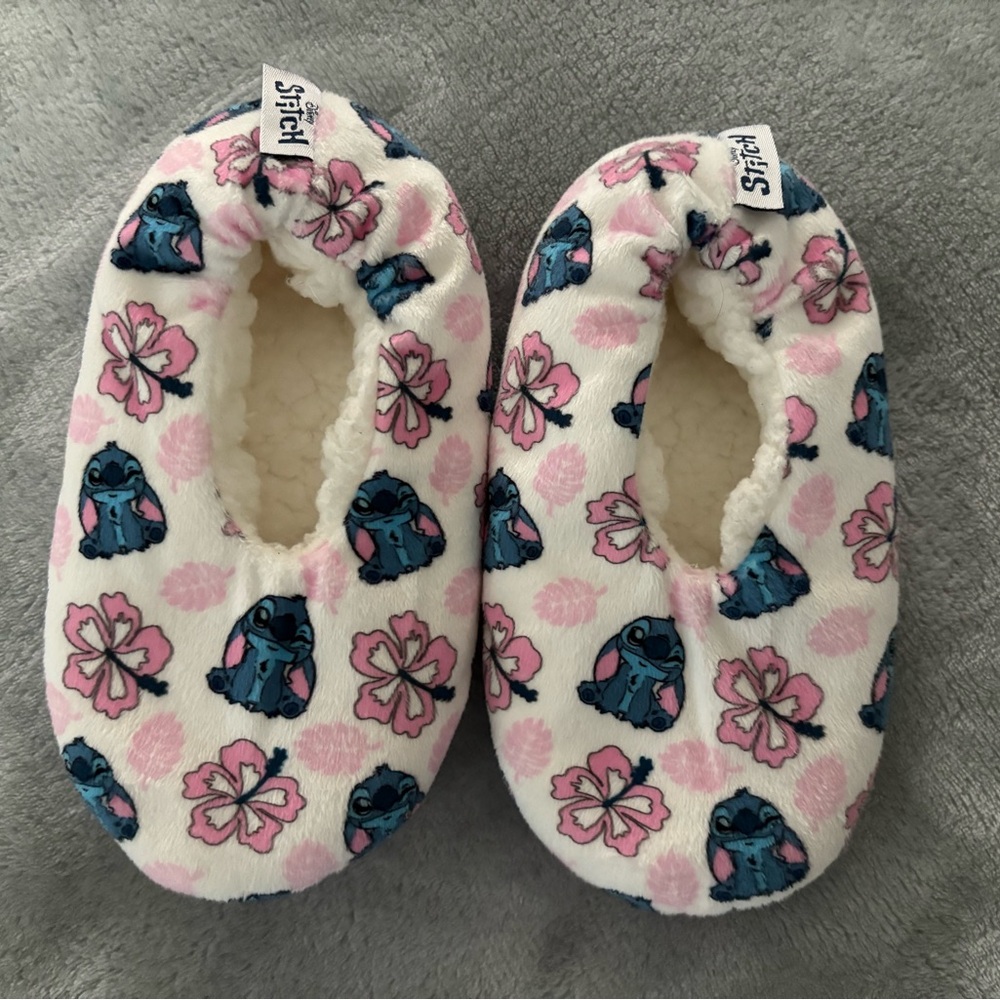 Disney Stitch Pink & Blue Kids Slip-On Slippers Age 4-6